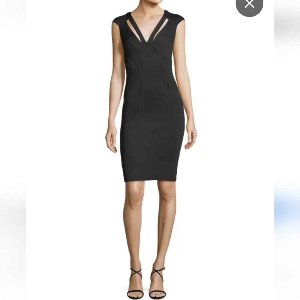 ZAC Zac Posen NWT Joni Body-Con Sheath Cap Sleeve Cutout Dress in Black Size 10